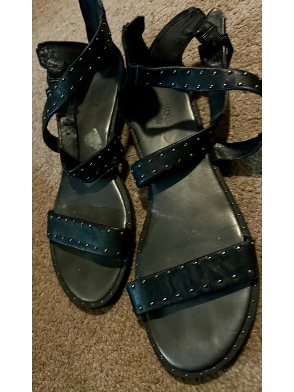 Rebecca Bond / FleecKer & Bond Studded Sandals – Black – Size 9.5M
